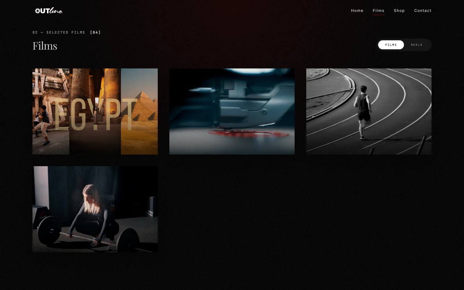 Πραγματικά καρέ από τα επιλεγμένα films Egypt και Unfinished στο portfolio του OUTline.